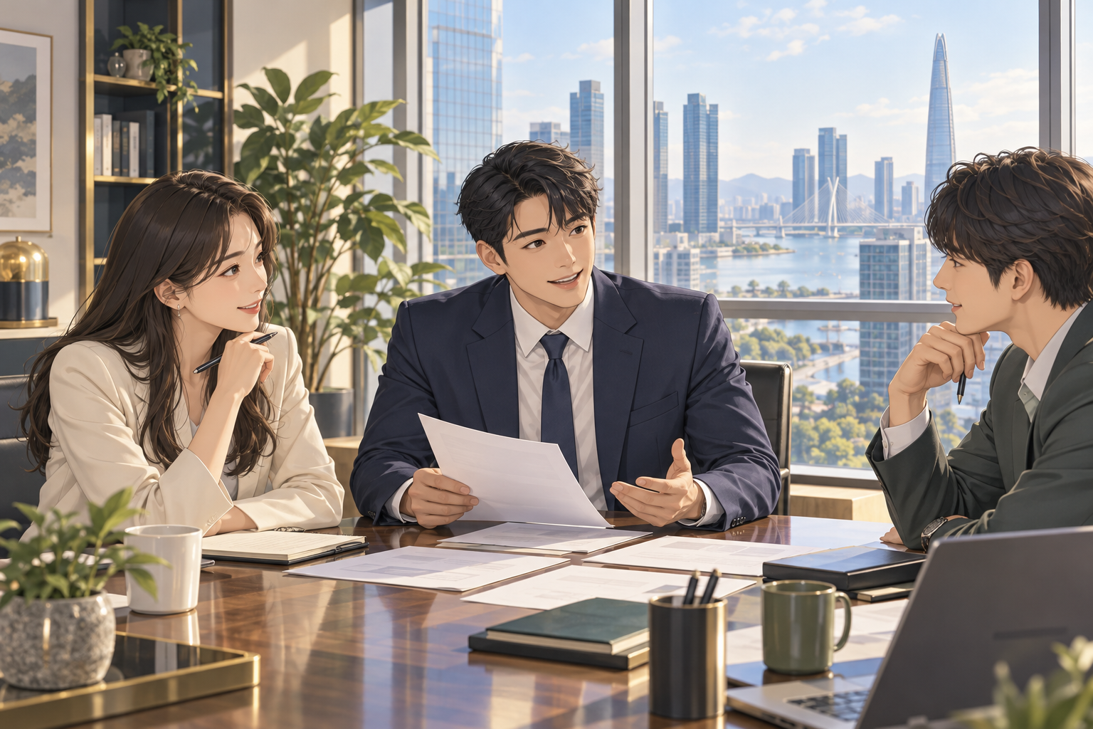 행정사 업무 협업과 채용을 설명하는 삽화