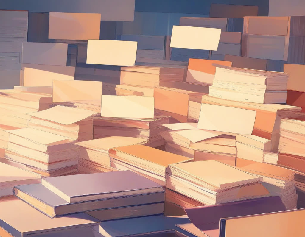 책상 위에 펼쳐진 재무제표·명부·계약 목록 네 묶음과 그 위의 돋보기