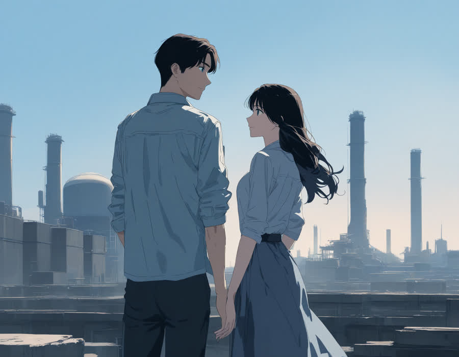 오전 금속 가공 공장 안에서 작업복 차림의 20대 젊은 여성이 새로 들인 CNC 기계 옆에 서서 태블릿을 들고 환하게 웃는 장면