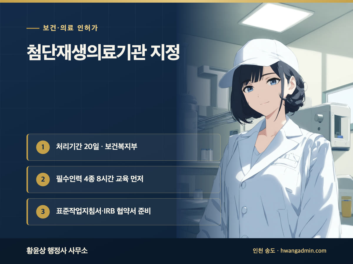 첨단재생의료실시기관 지정신청 서류와 기준 안내 이미지
