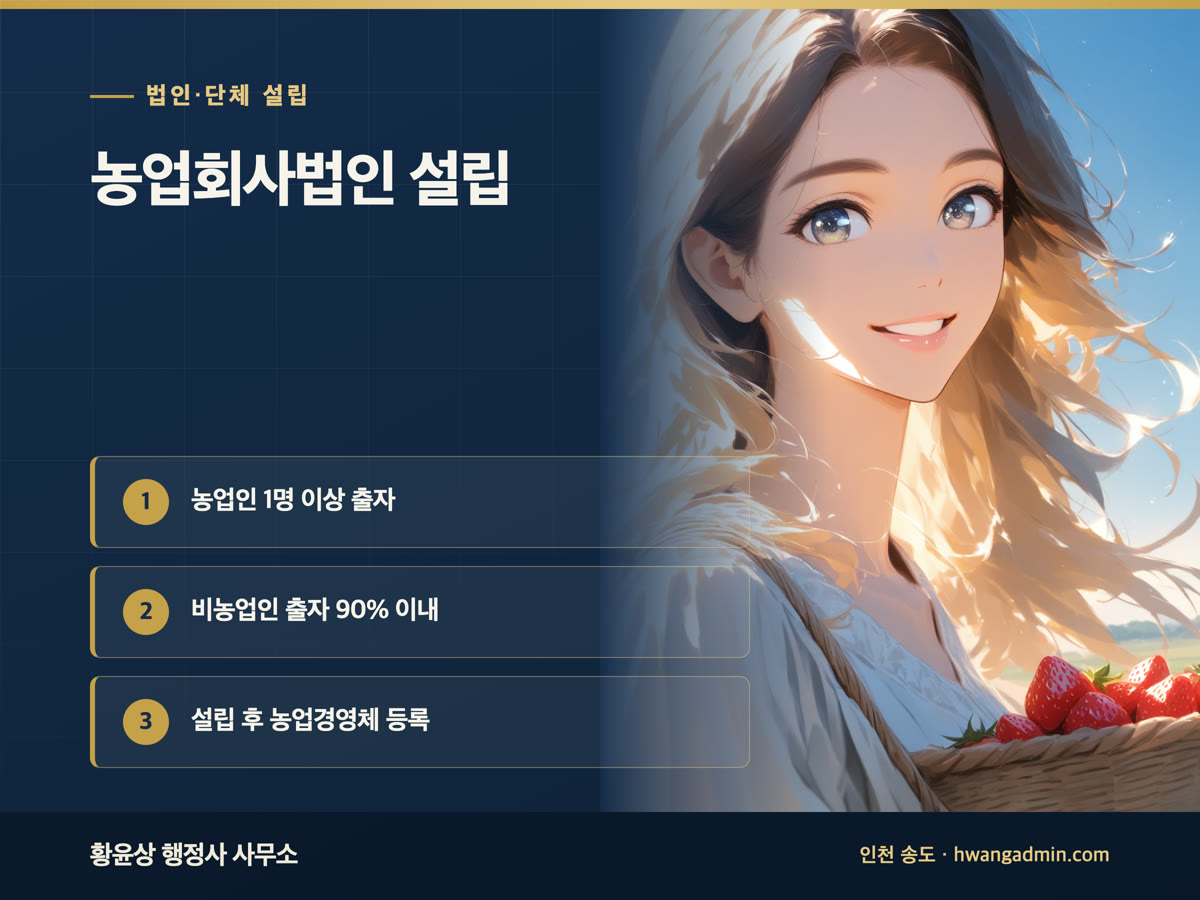 농업회사법인 설립 — 농업인 요건·출자 비율·경영체 등록 — 안내 이미지