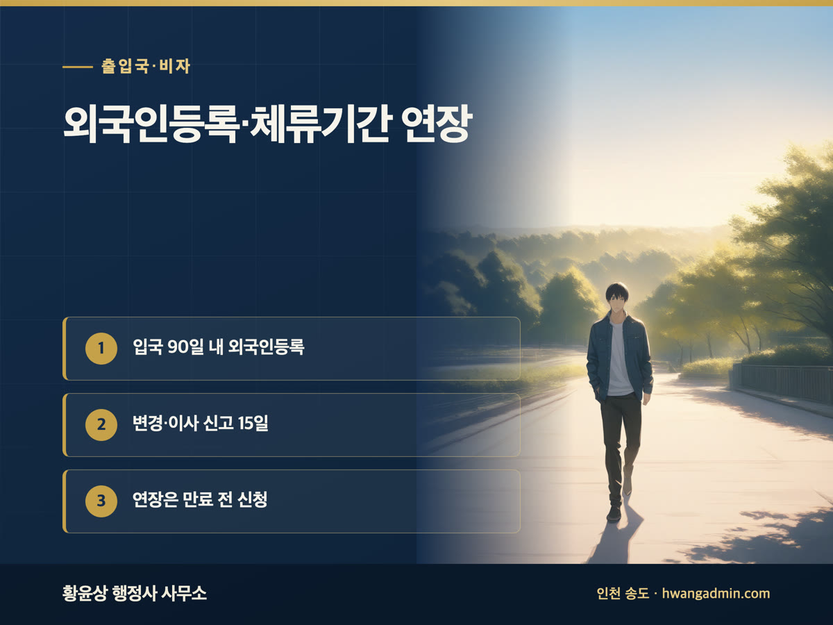 외국인등록·체류기간 연장 신청서류 작성 안내 이미지