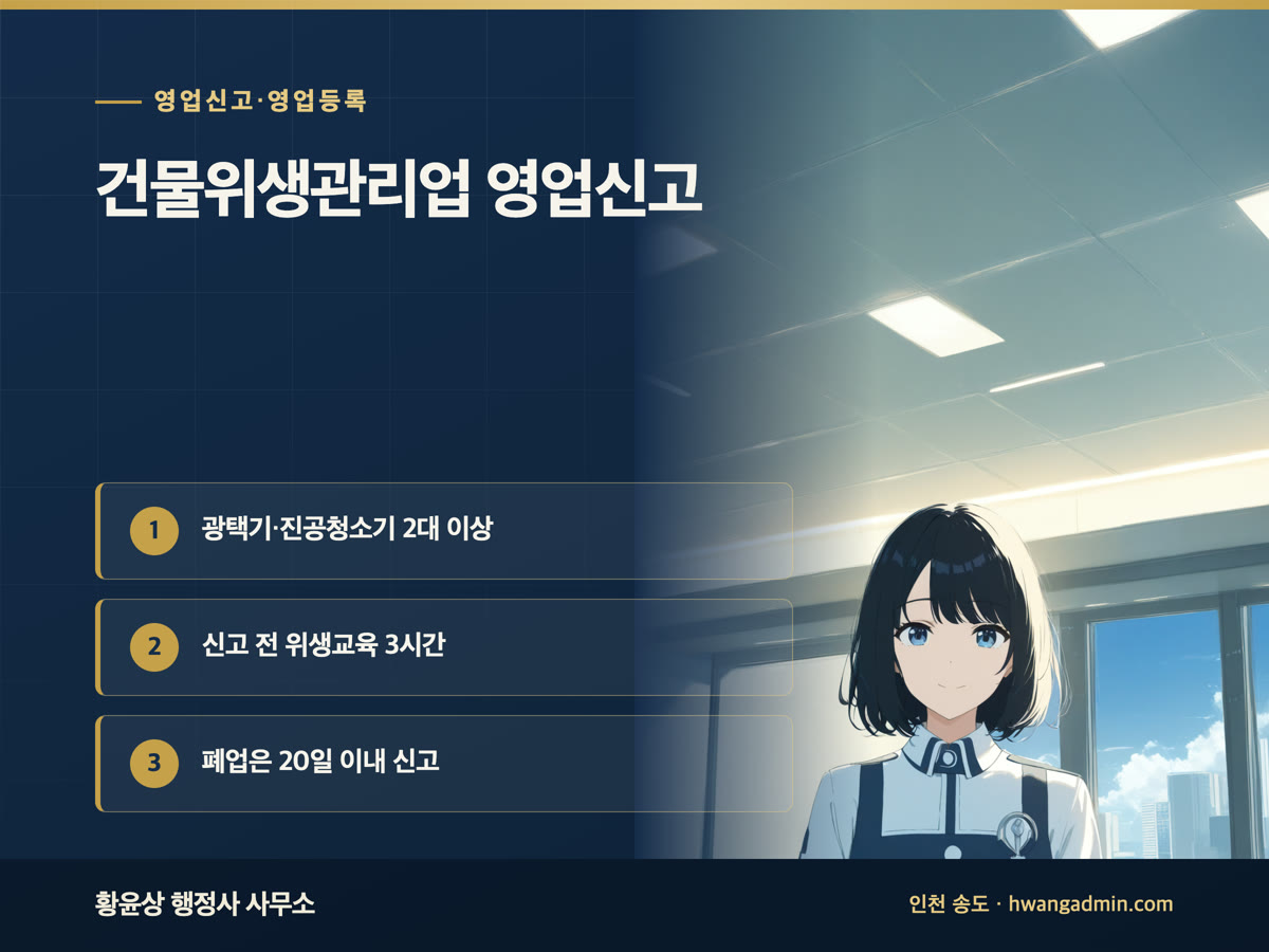 건물위생관리업 영업신고 — 청소용역업 장비 기준과 신고 서류 — 안내 이미지