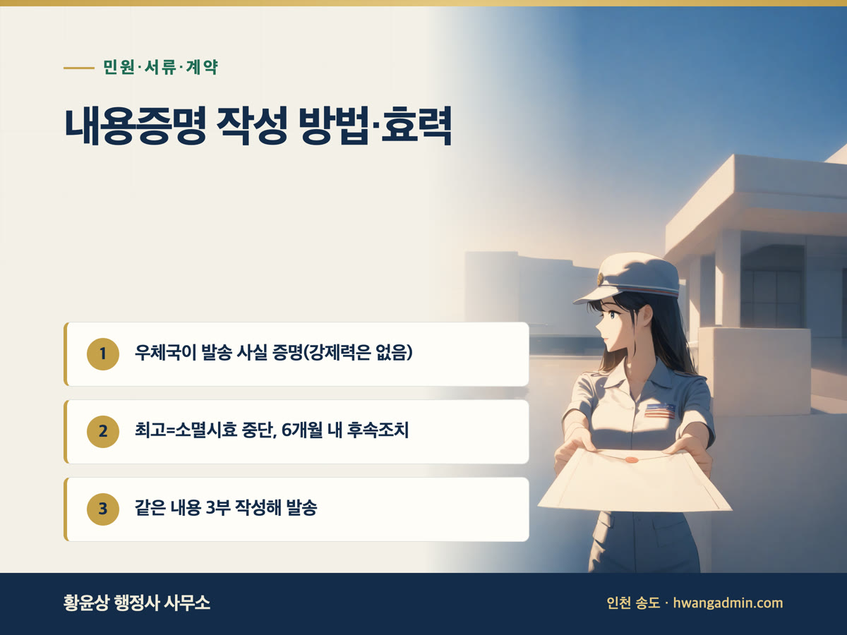 내용증명 작성 방법·효력 — 소멸시효 중단(최고)까지 — 안내 이미지