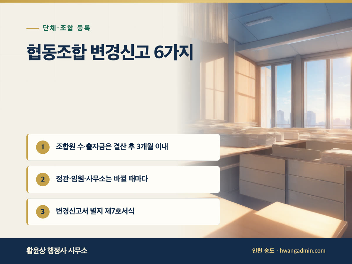 협동조합 변경신고 대상 6가지 안내 이미지