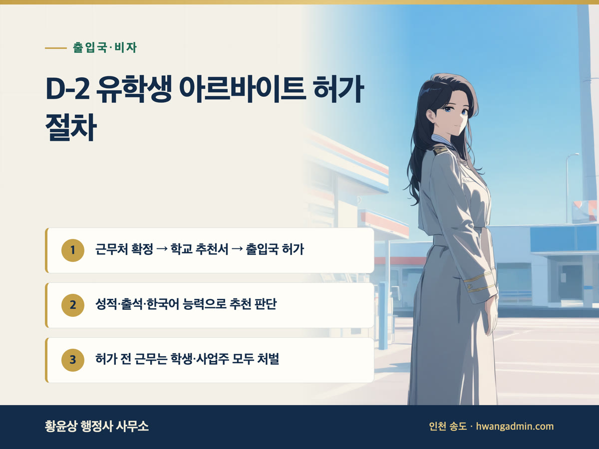 D-2 유학생 아르바이트 허가 안내 이미지