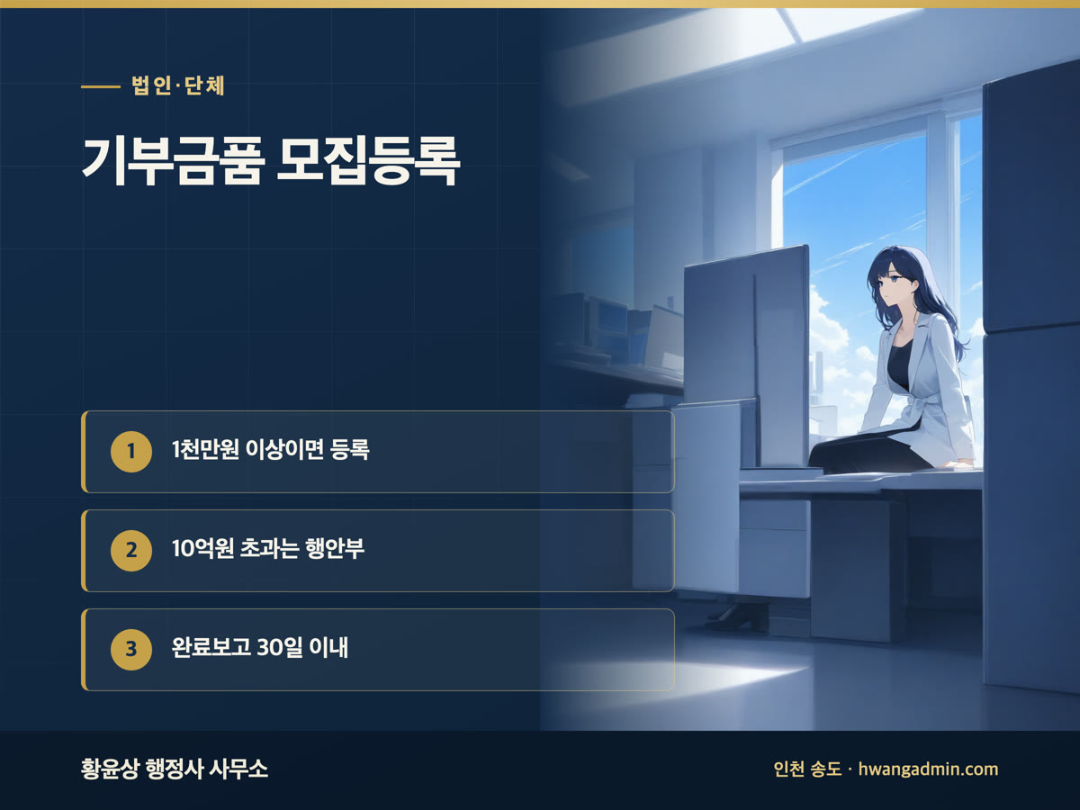기부금품 모집등록 대상과 서류 안내 이미지