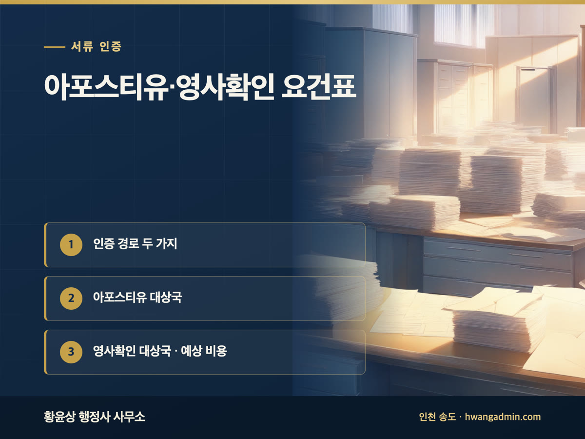 아포스티유·영사확인 국가별 요건표 안내 이미지