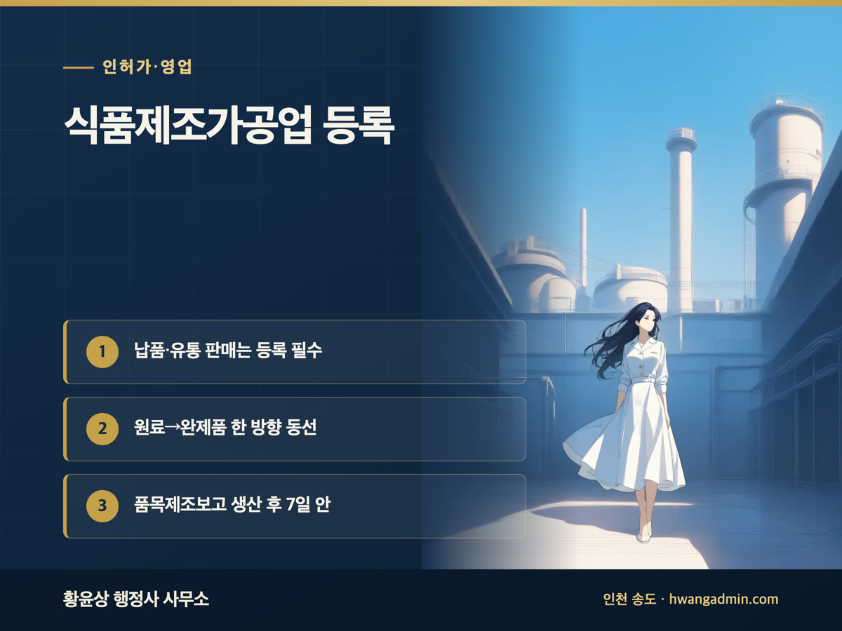 식품제조가공업 등록 방법 — 시설기준·품목제조보고·HACCP 의무 품목 — 안내 이미지
