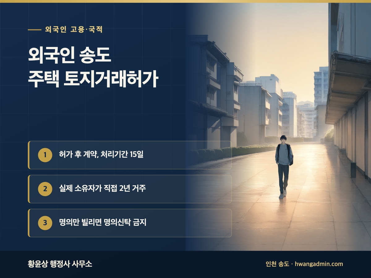 외국인 송도 아파트 구입 토지거래허가 — 비거주자·유학생 명의 허가요건과 서류 — 안내 이미지