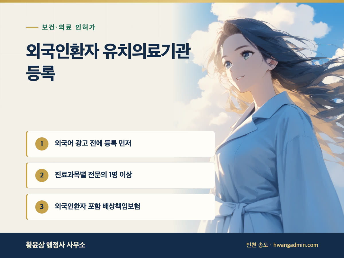 외국인환자 유치의료기관 등록 절차와 요건 — 배상보험·전문의·실적보고 — 안내 이미지