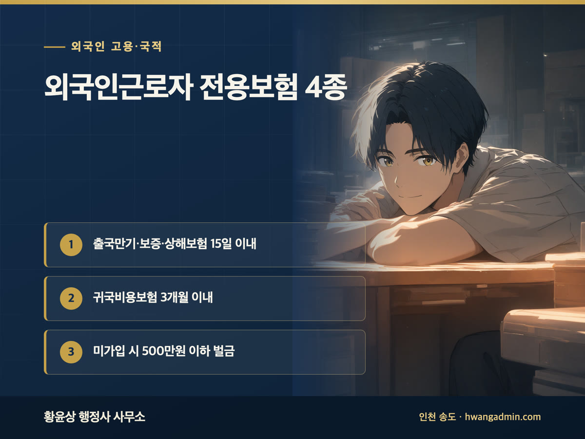 외국인근로자 전용보험 4종 안내 이미지