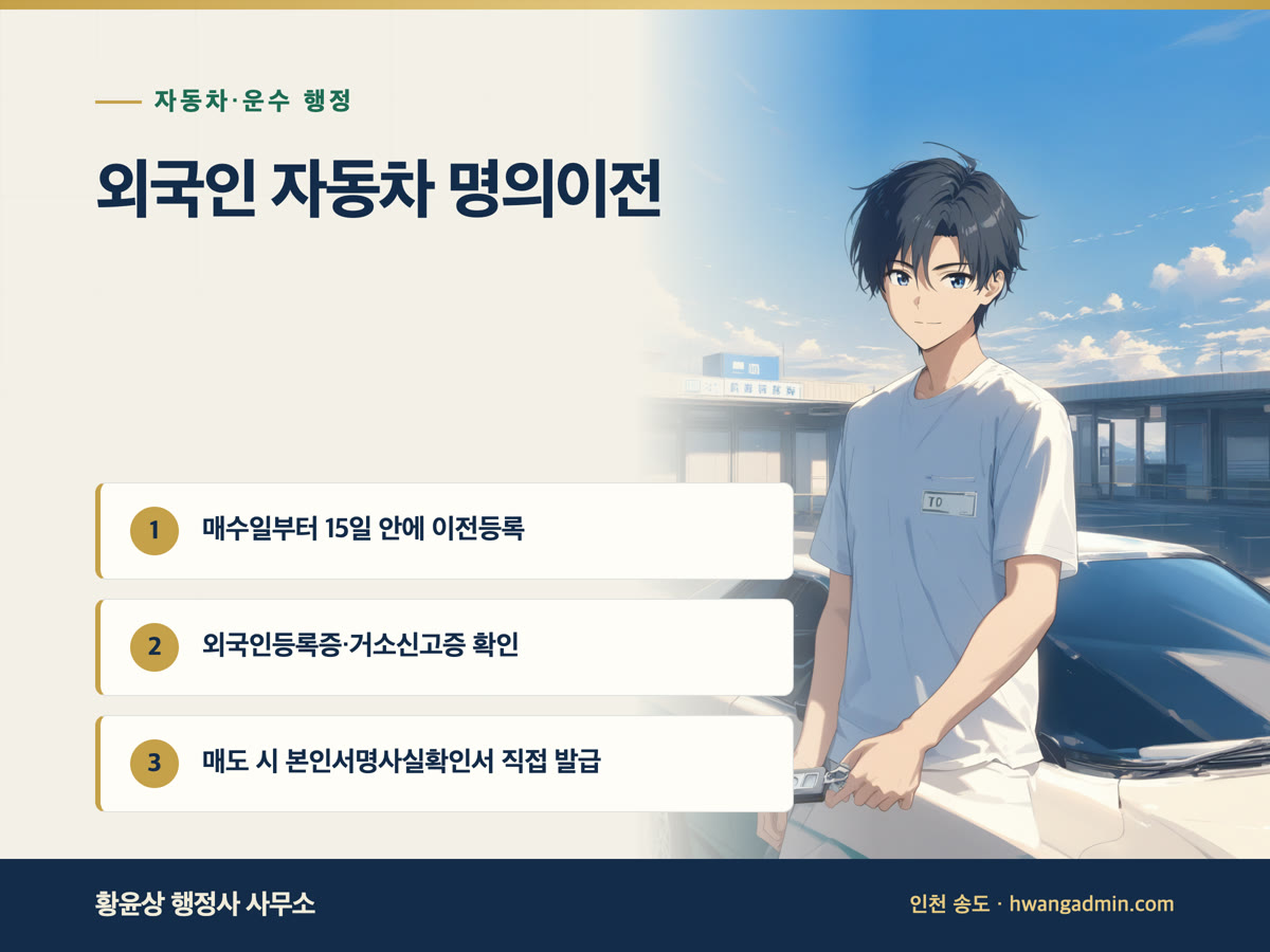 외국인 자동차 명의이전 서류 안내 이미지