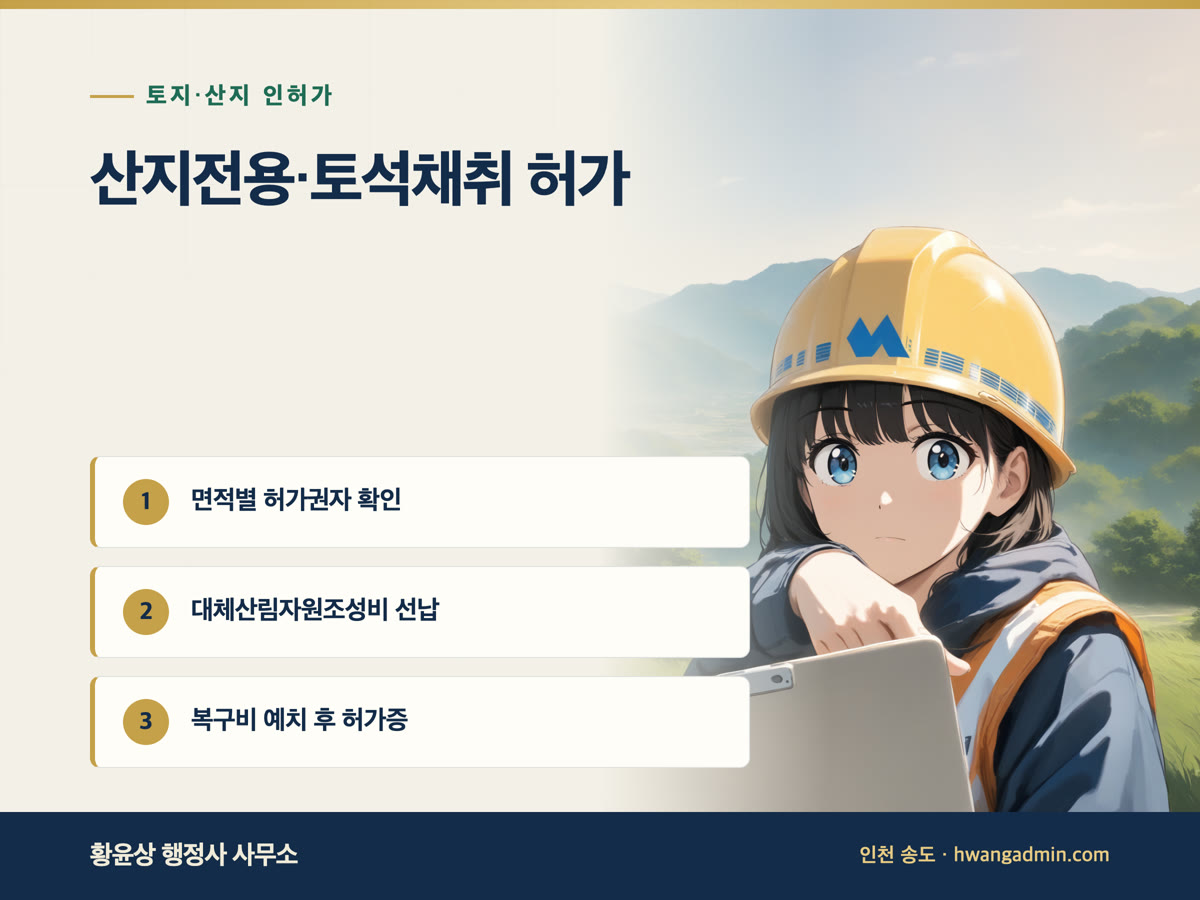 산지전용허가·토석채취허가 신청 절차 안내 이미지