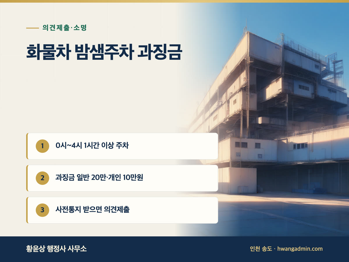 화물차 밤샘주차 과징금·운행정지 처분 안내 이미지