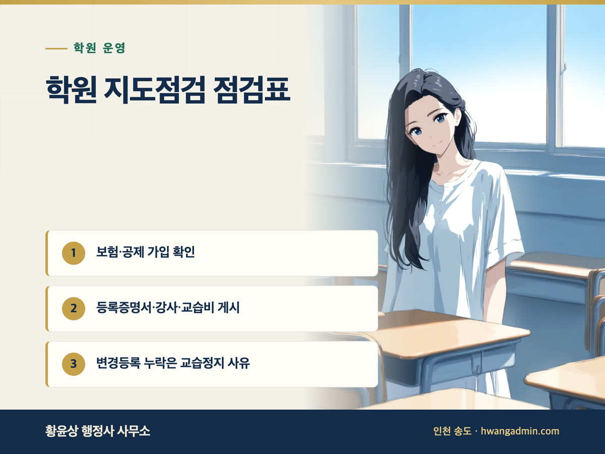 학원 지도점검 과태료 항목 안내 이미지