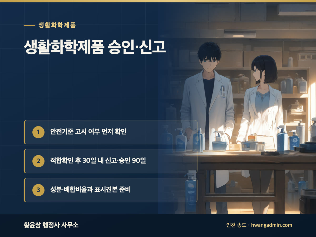 생활화학제품 안전기준 적합확인 신고·승인 신청서류 작성 — 안내 이미지