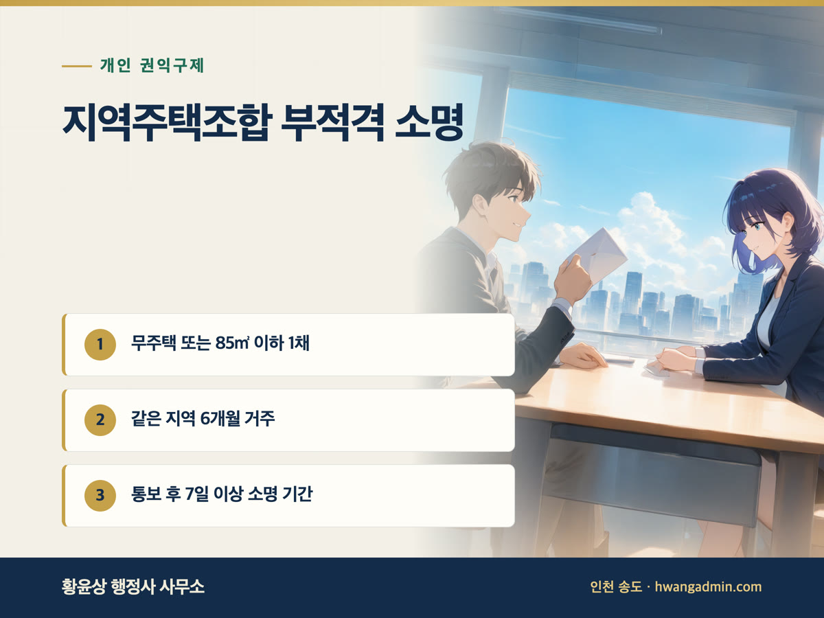지역주택조합 조합원 부적격 소명서 작성 안내 이미지
