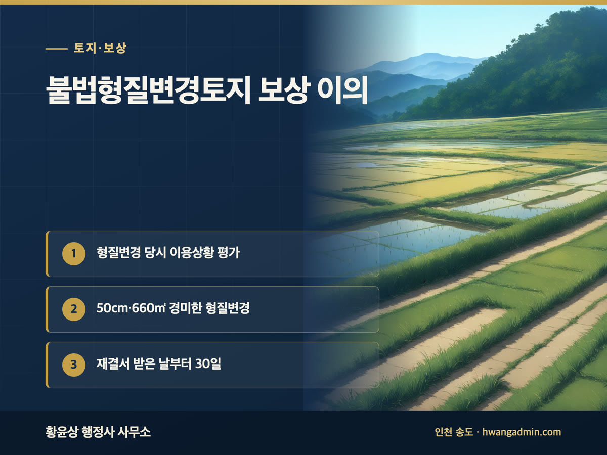불법형질변경토지 보상평가 이의 — 경미한 형질변경 기준과 재결 이의신청 30일 — 안내 이미지