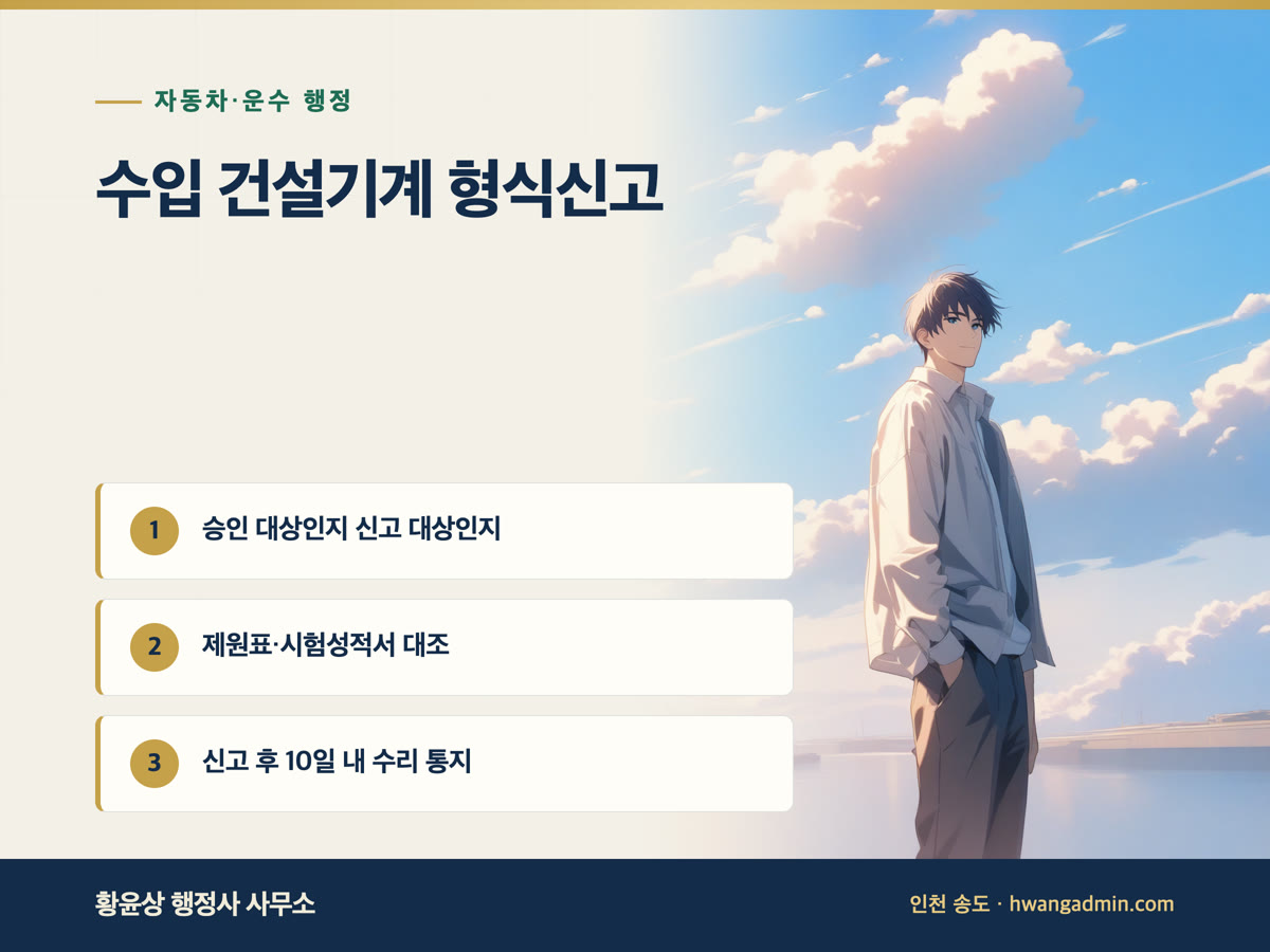 수입 건설기계 형식승인·형식신고·동일형식 수입신고 서류 작성 — 안내 이미지