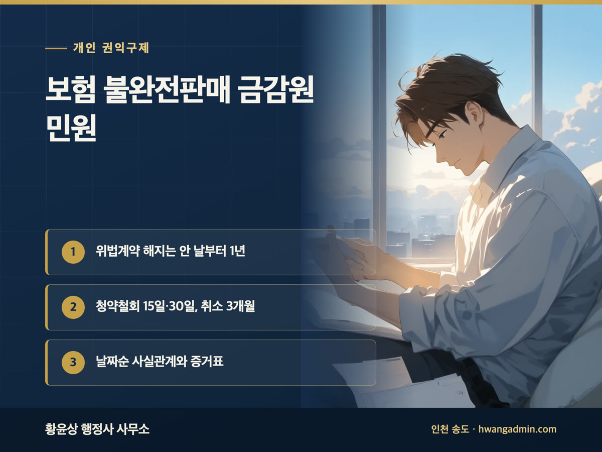 보험 불완전판매 금융감독원 민원 — 종신·변액·CI보험 위법계약 해지와 분쟁조정 신청 — 안내 이미지