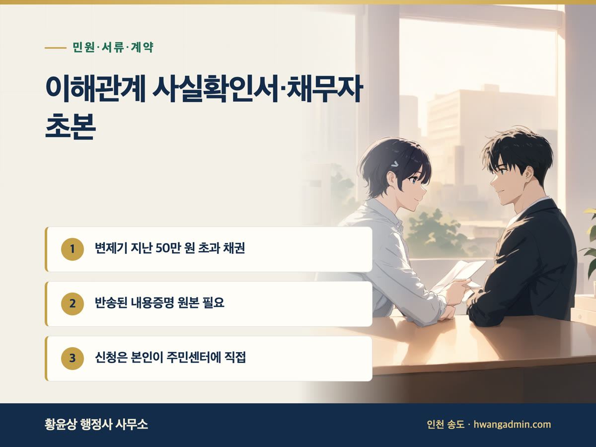 이해관계 사실확인서로 채무자 주민등록초본 발급 안내 이미지
