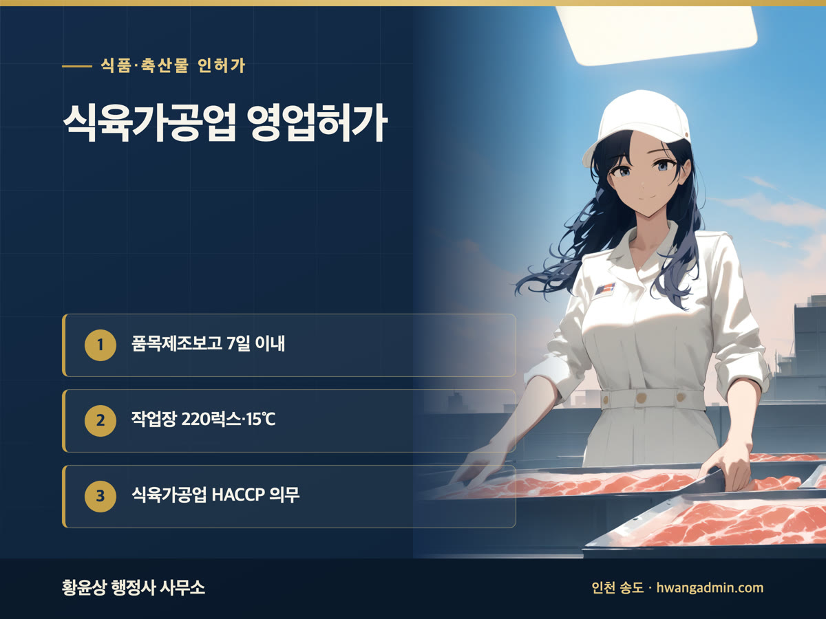 식육가공업 허가 요건과 품목제조보고 안내 이미지