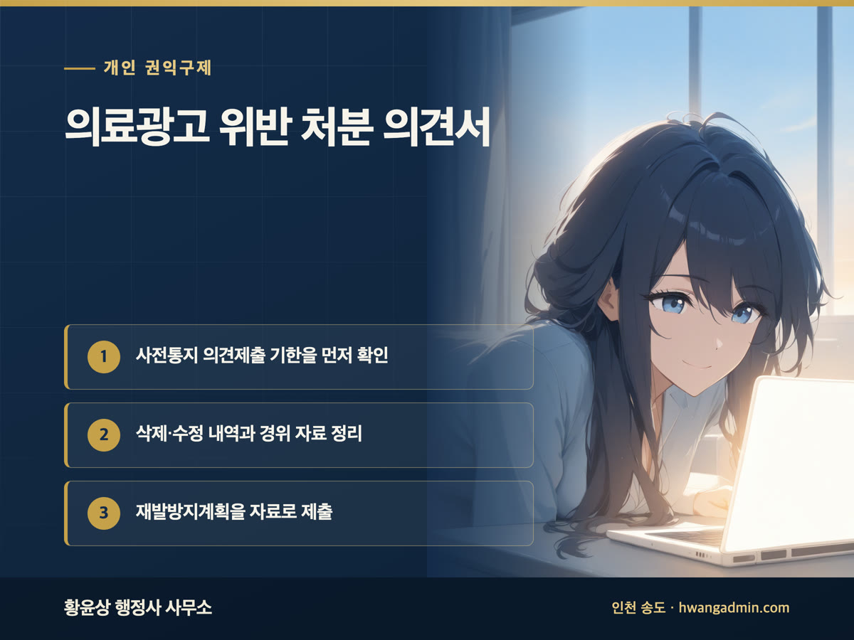 의료광고 위반 처분 사전통지 의견서 작성 방법 — 안내 이미지