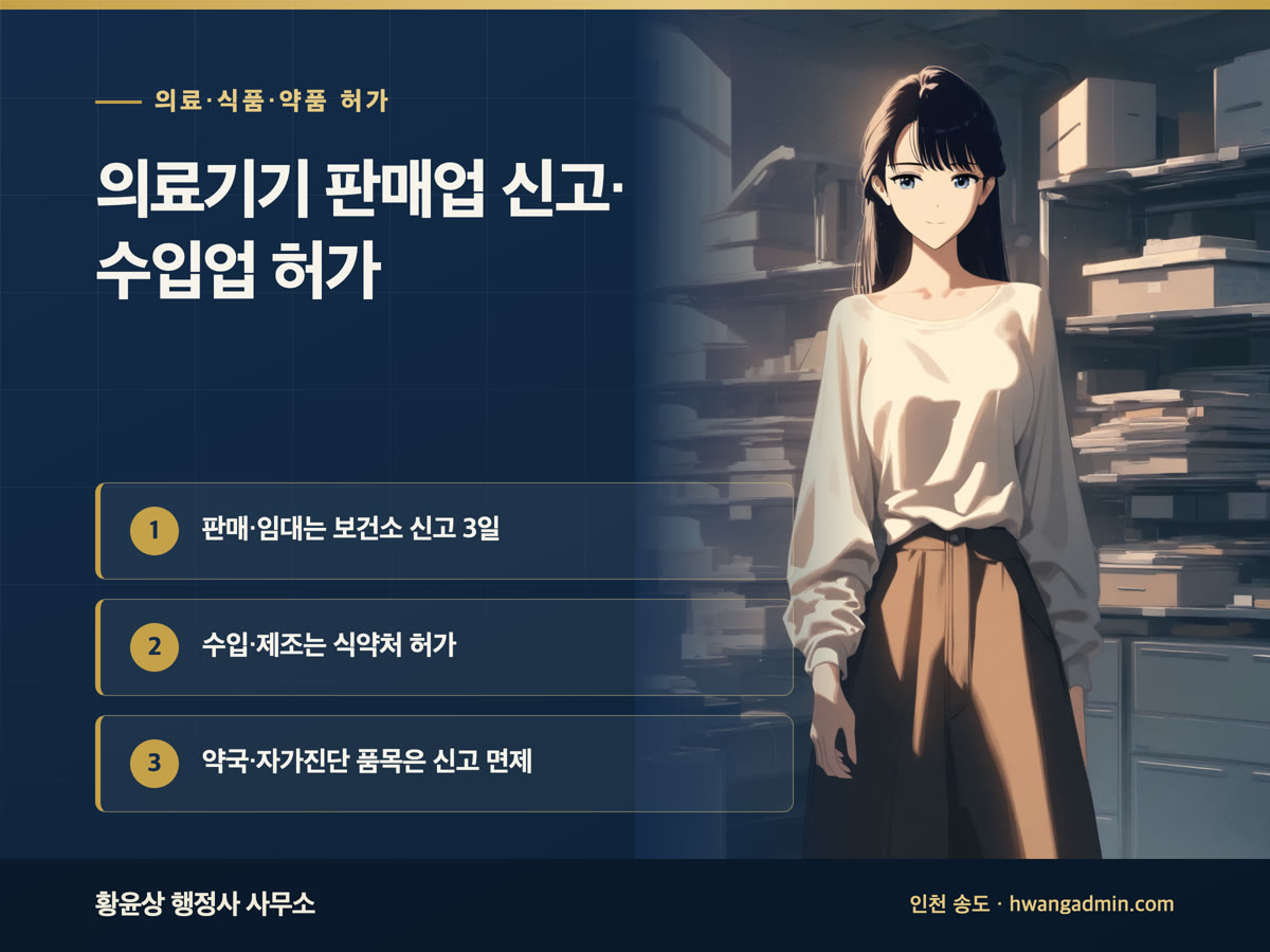 의료기기 판매업 신고·수입업 허가 방법 안내 이미지