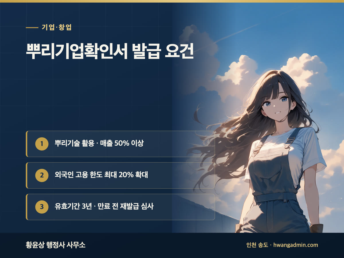 뿌리기업확인서 발급 요건 안내 이미지