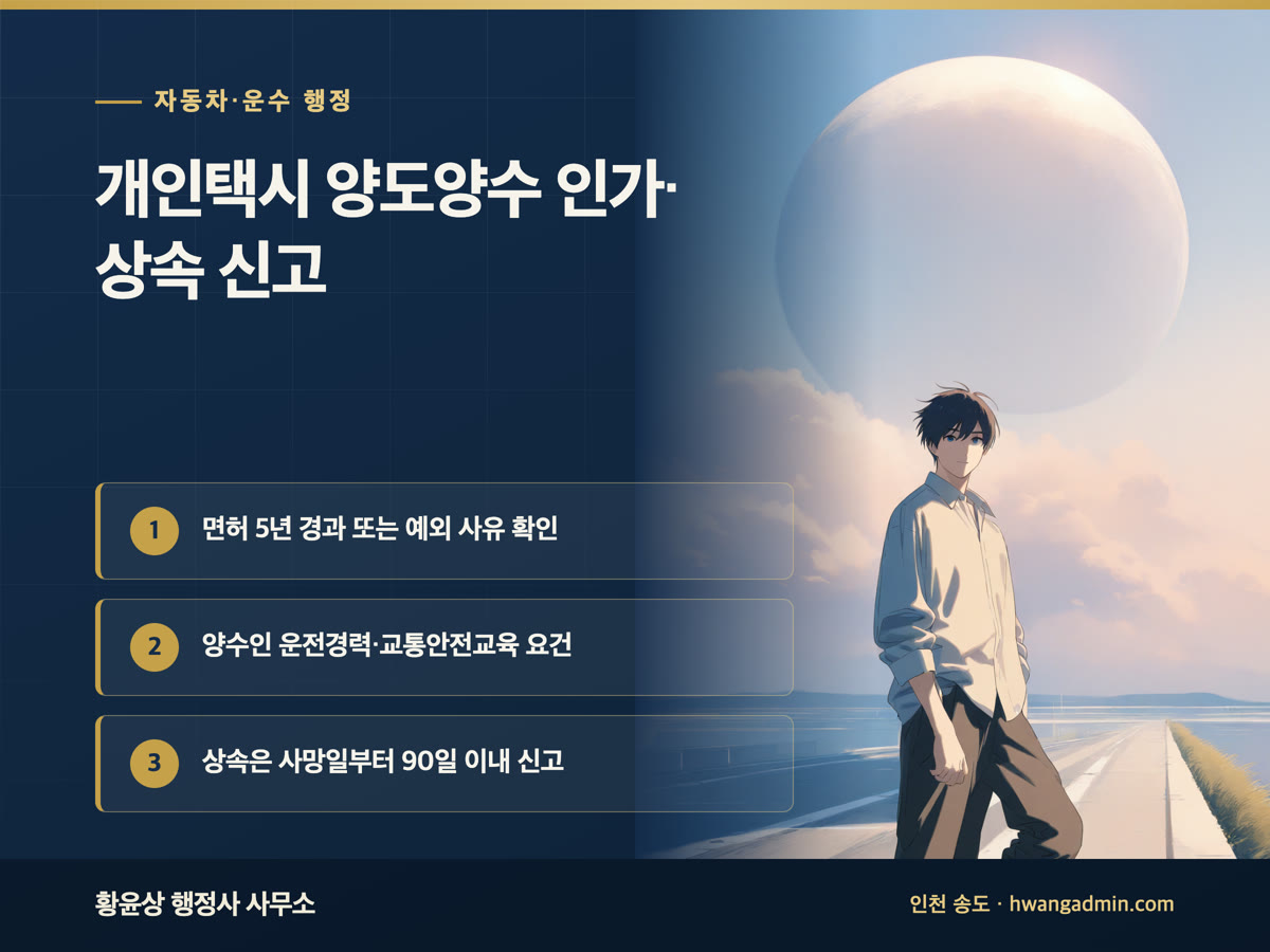 개인택시 양도양수 인가 신청과 상속 신고 안내 이미지