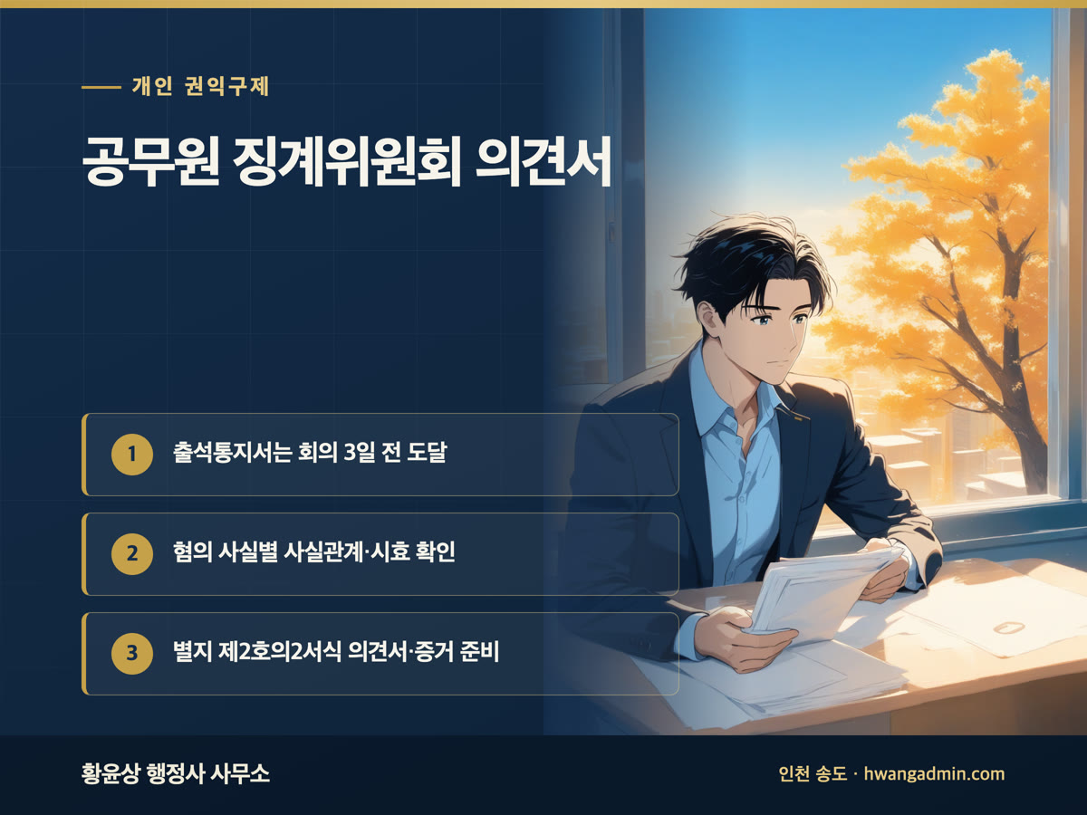 공무원 징계위원회 의견서 작성 안내 이미지