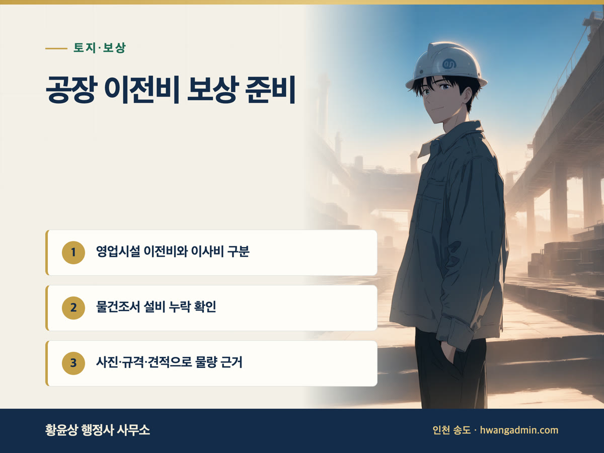 공장·사업장 이전비 보상 — 영업시설 이전비와 이사비 구분, 청구 서류 — 안내 이미지
