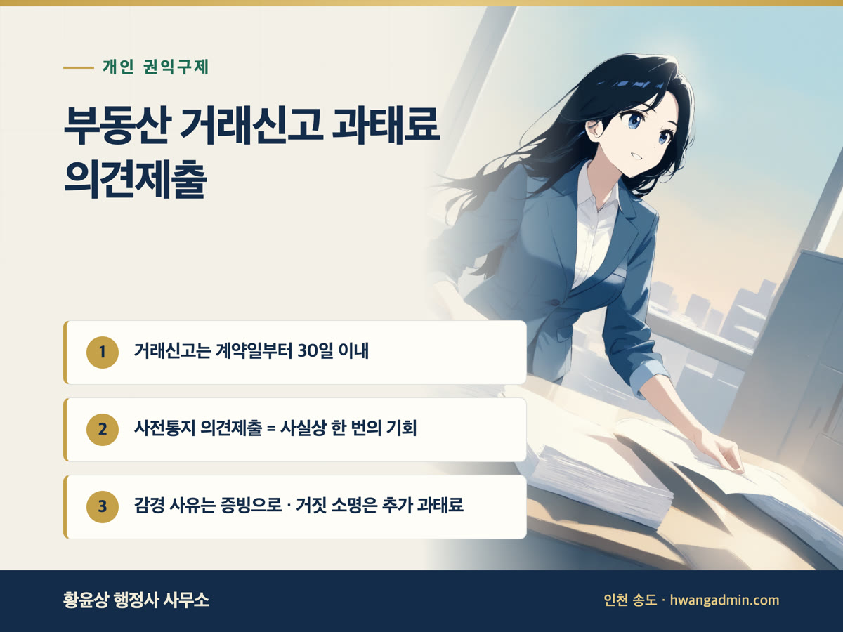 부동산 거래신고 과태료 의견제출·감경 방법 — 사전통지 단계 대응 — 안내 이미지