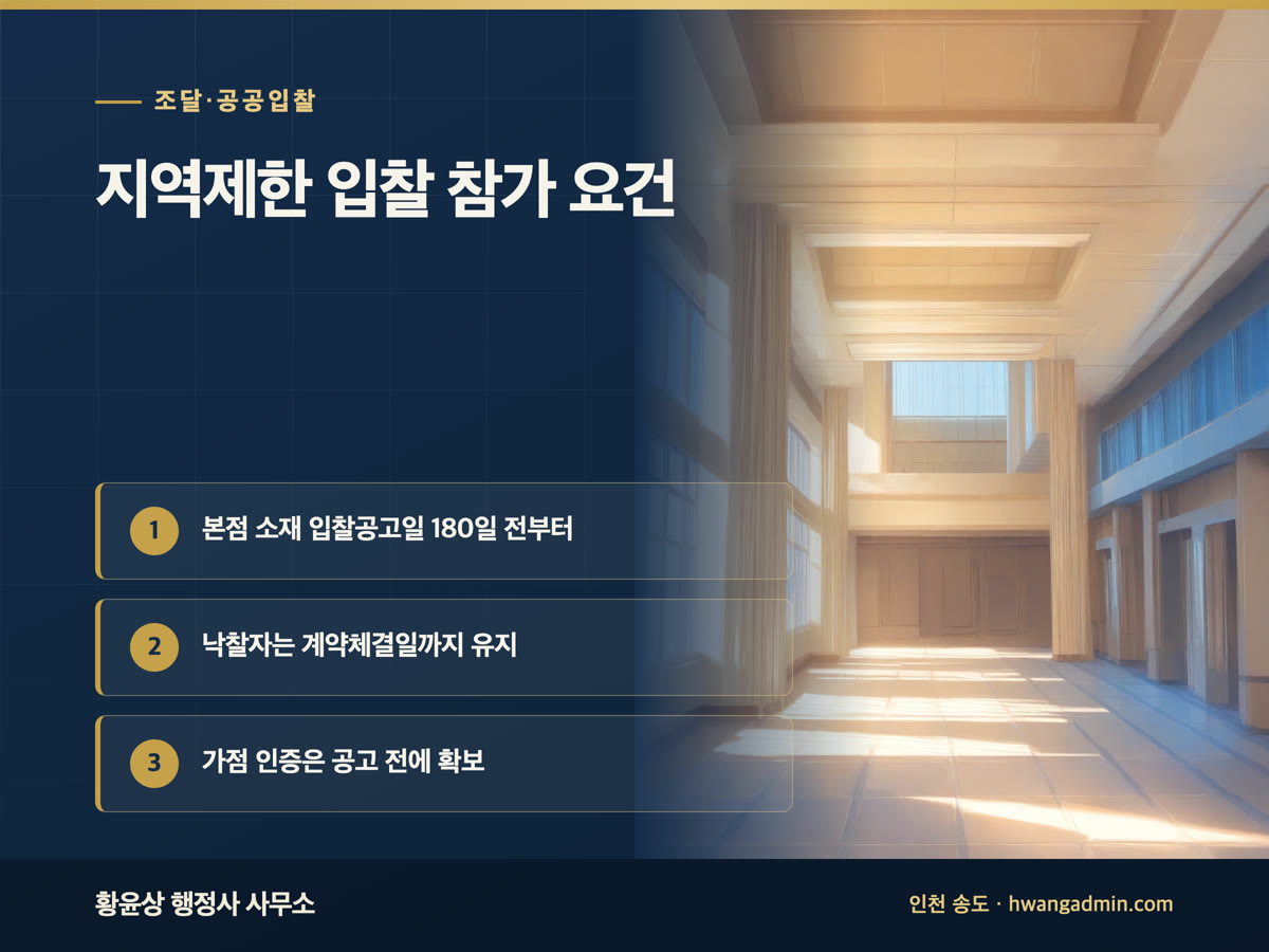 지역제한 경쟁입찰 참가 요건 — 본점 소재지 180일 기준과 사전 준비 — 안내 이미지