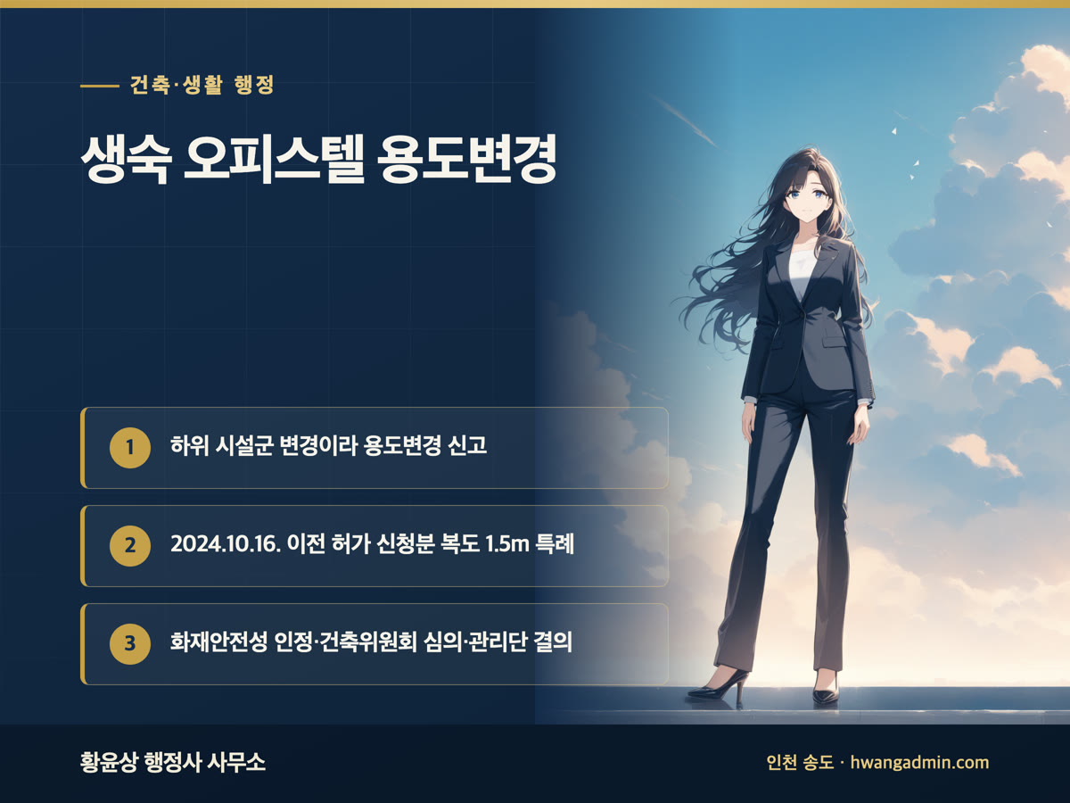 생활숙박시설 용도변경·이행강제금 유예 관련 신청서류 작성 안내 이미지