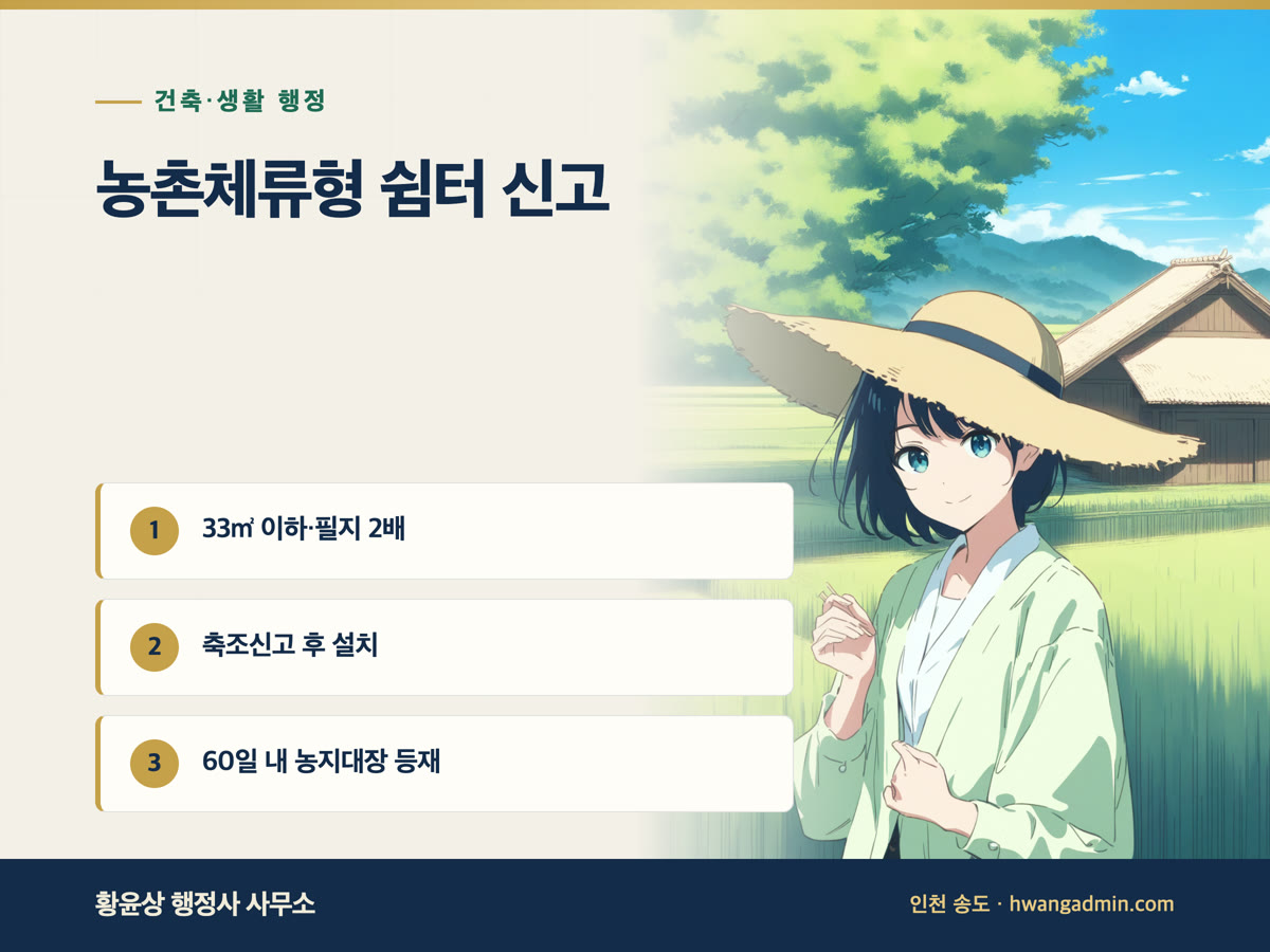농촌체류형 쉼터 신고·농지조사 의견서 작성 안내 이미지