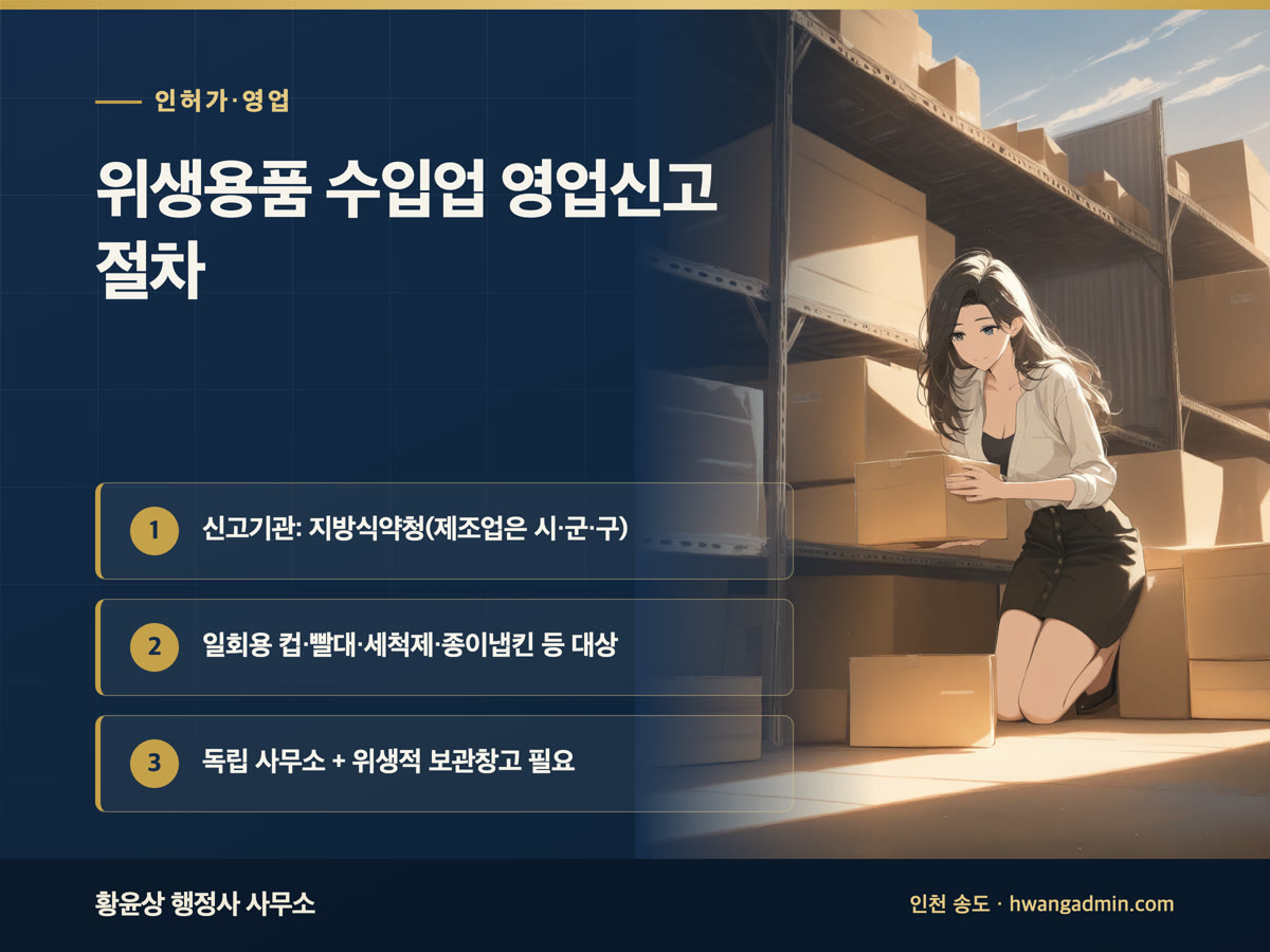 위생용품 수입업 영업신고 — 지방식약청 신고 절차와 시설기준 — 안내 이미지