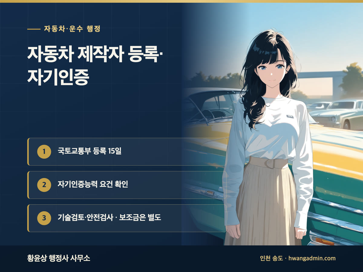 자동차 직수입 제작자 등록과 자기인증 절차 안내 이미지