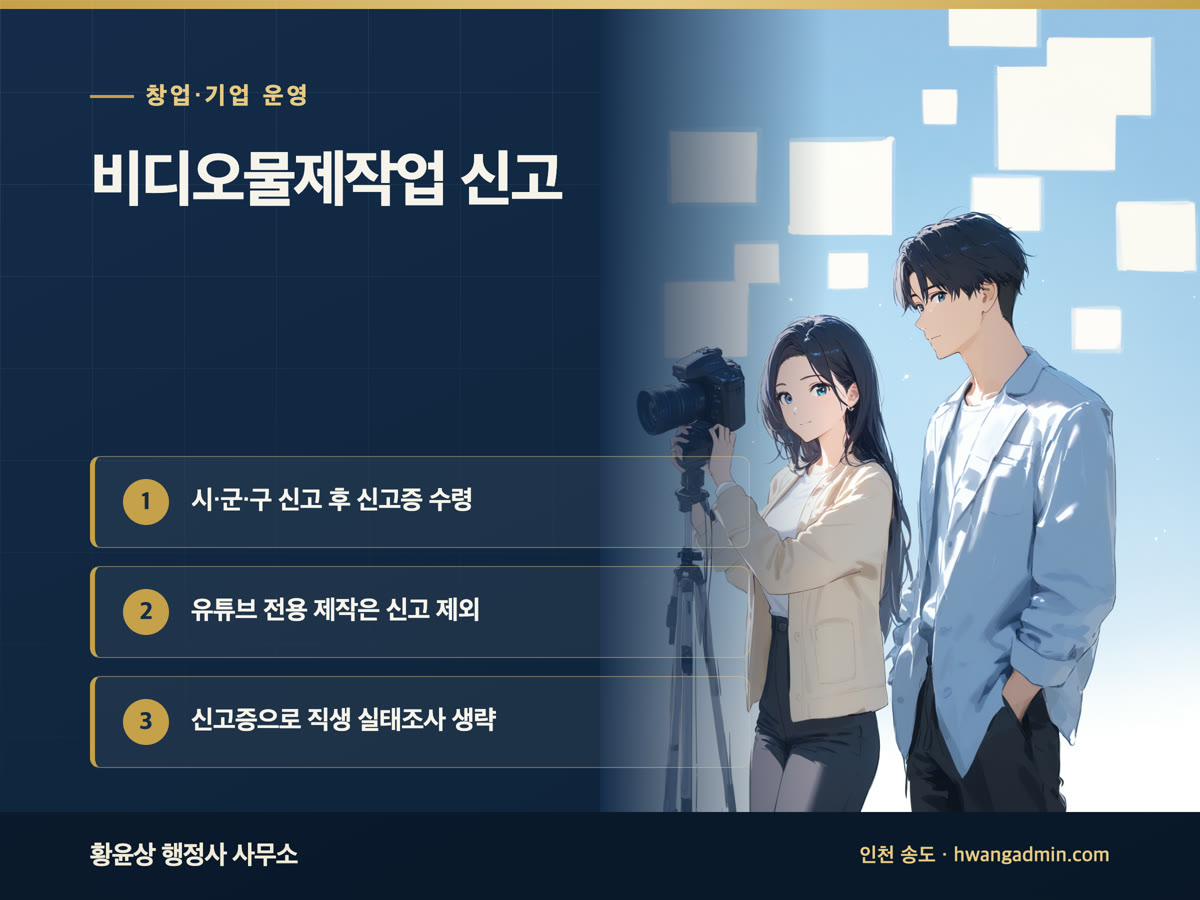 비디오물제작업 신고 대상과 서류 안내 이미지