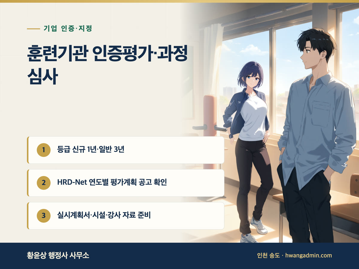 직업훈련기관 인증평가·훈련과정 심사 신청서류 작성 안내 이미지