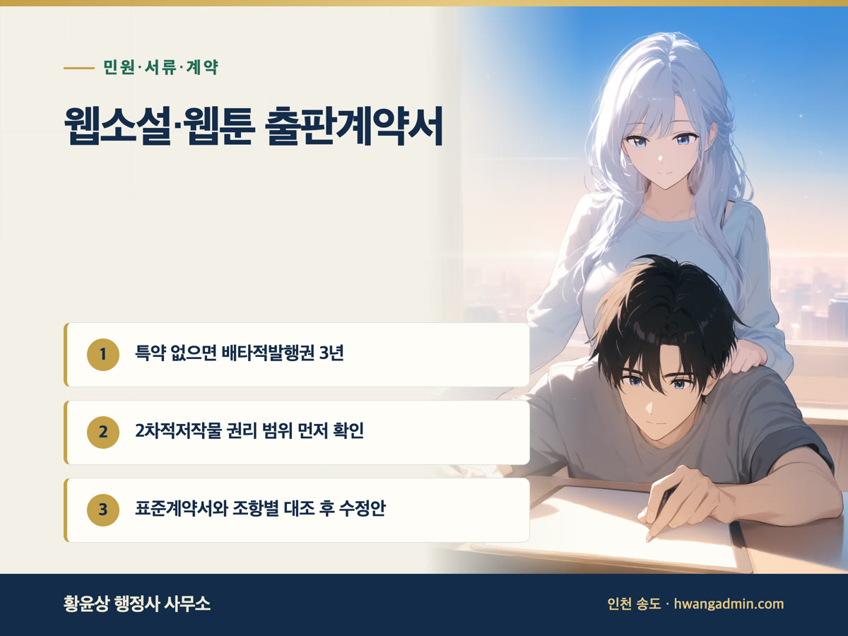 웹소설·웹툰 작가 출판계약서 작성 안내 이미지