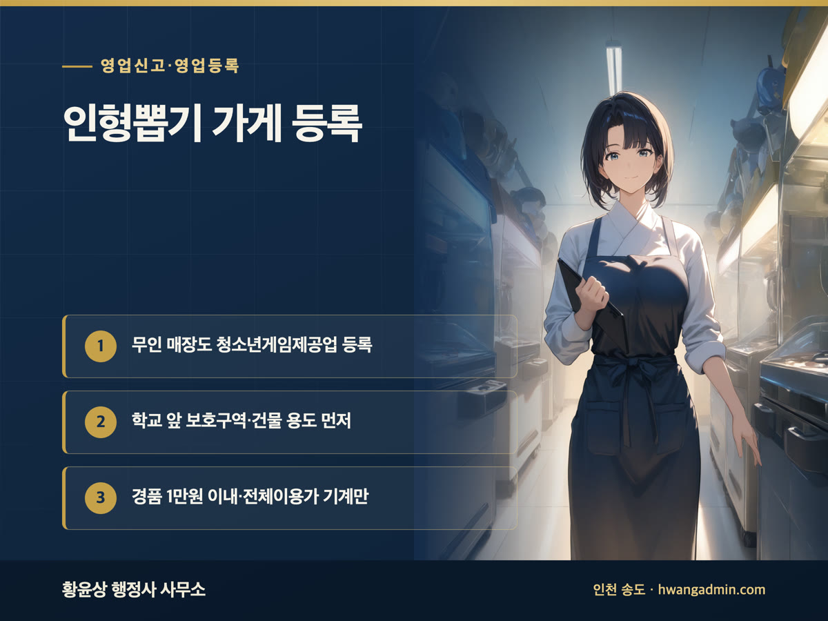 인형뽑기 가게 창업, 청소년게임제공업 등록 절차 안내 이미지
